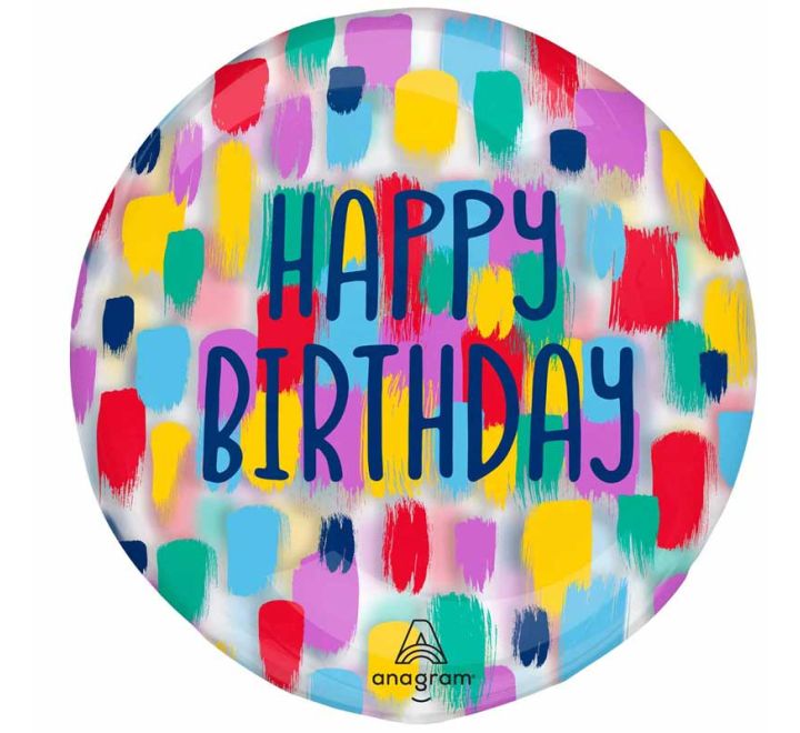 PAINTERLY HAPPY BIRTHDAY CLEARZ BALLOON – London Balloon Shop