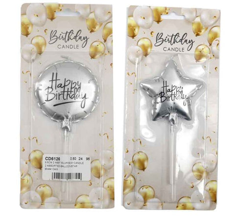 6.5CM 2ASST SILVER BIRTHDAY CANDLE