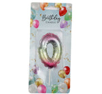 6CM RAINBOW BALLOON SHAPED NUMERAL 0 CANDLE