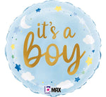 18IN IT'S A BOY STARS & CLOUDS FOIL BALLOON