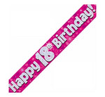 9FT 18TH BIRTHDAY PINK BANNER