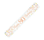 9FT WHITE & ROSE GOLD 80TH BANNER