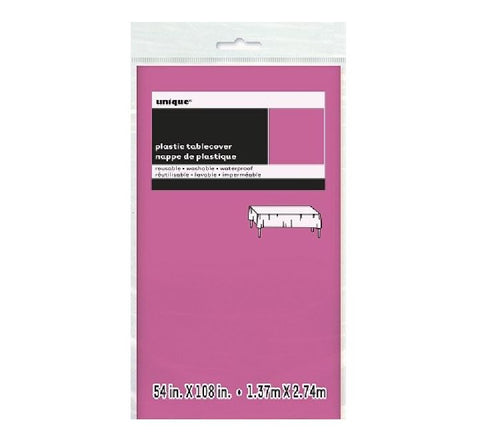 HOT PINK PLASTIC TABLECOVER (COMPACT PACKAGING)