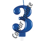 METALLIC BLUE NUMBER 3 BIRTHDAY CANDLE