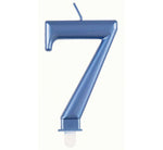 METALLIC BLUE NUMBER 7 BIRTHDAY CANDLE