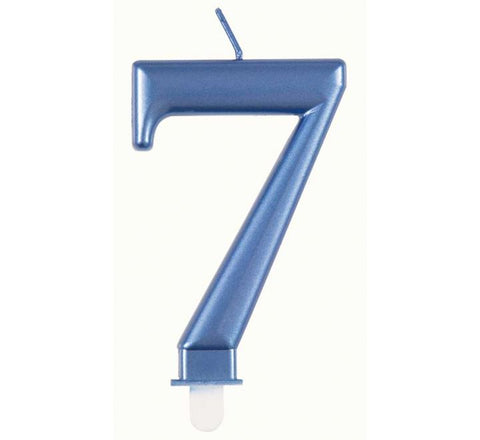 METALLIC BLUE NUMBER 7 BIRTHDAY CANDLE