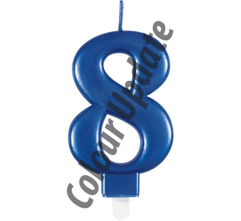 METALLIC BLUE NUMBER 8 BIRTHDAY CANDLE