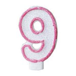 NUMBER 9 PINK AND WHITE CANDLE