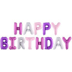 Pink Purple And White Foil Happy Birthday Balloon Banner