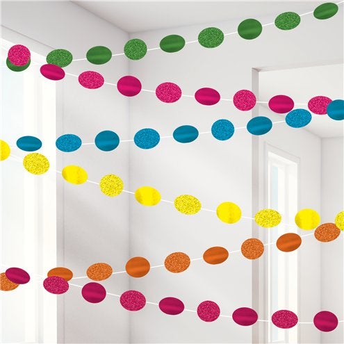 Multi Coloured Glitter Hanging String Decorations - 2.1m – London