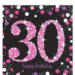 Pink Celebration Age 30 Lunch Napkins - 33cm